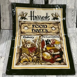 Harrods green oil cloth food tote bag